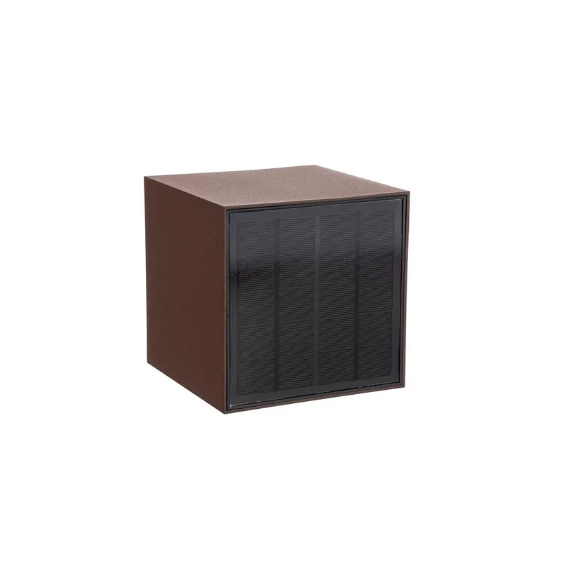 Oprawa Ścienna Solarna V-TAC 9W LED COB Brąz Corten Kostka 15x15cm IP65 Czujnik Ruchu VT-409CCT 3000K-4000K-5000K 800LM