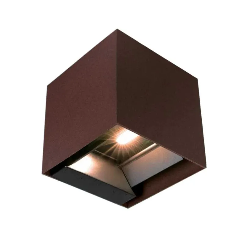 Oprawa Ścienna Solarna V-TAC 9W LED COB Brąz Corten Kostka 15x15cm IP65 Czujnik Ruchu VT-409CCT 3000K-4000K-5000K 800LM