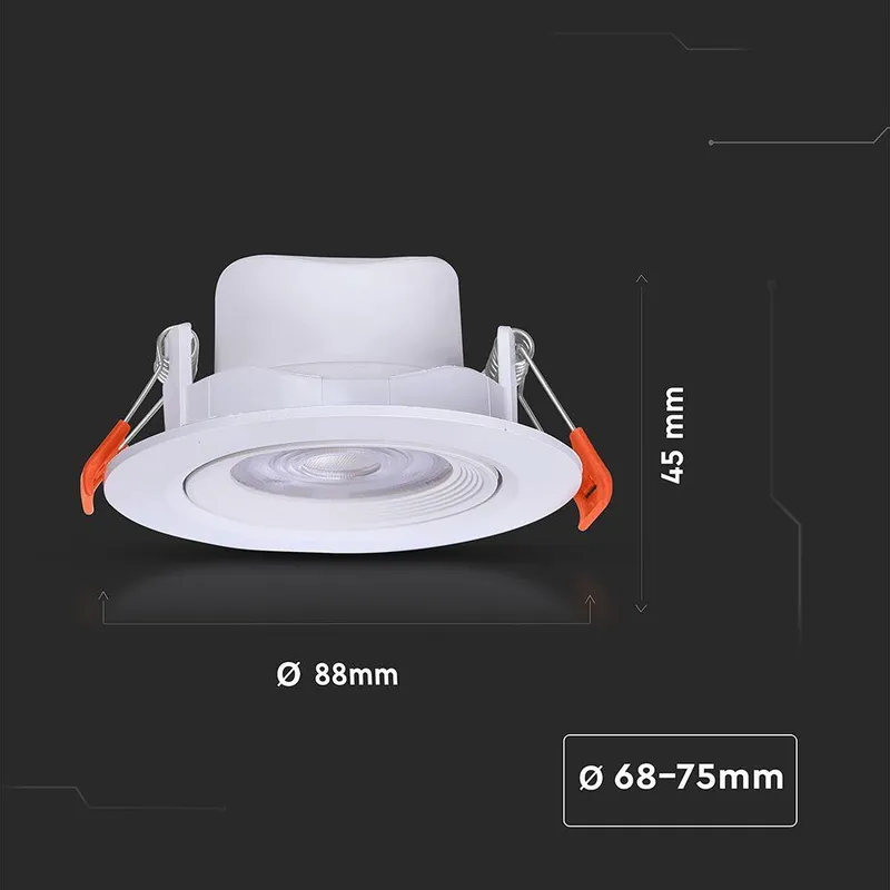 Oczko LED V-TAC 7W Downlight 3w1 VT-2707CCT 3000K-4000K-6500K 510LM 5 Lat Gwarancji - Białe