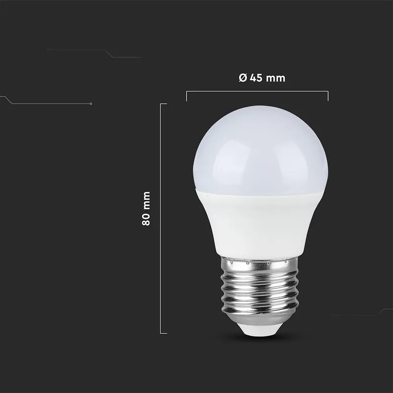 Żarówka LED V-TAC 6.5W E27 Kulka G45 VT-290-N 6500K 600LM
