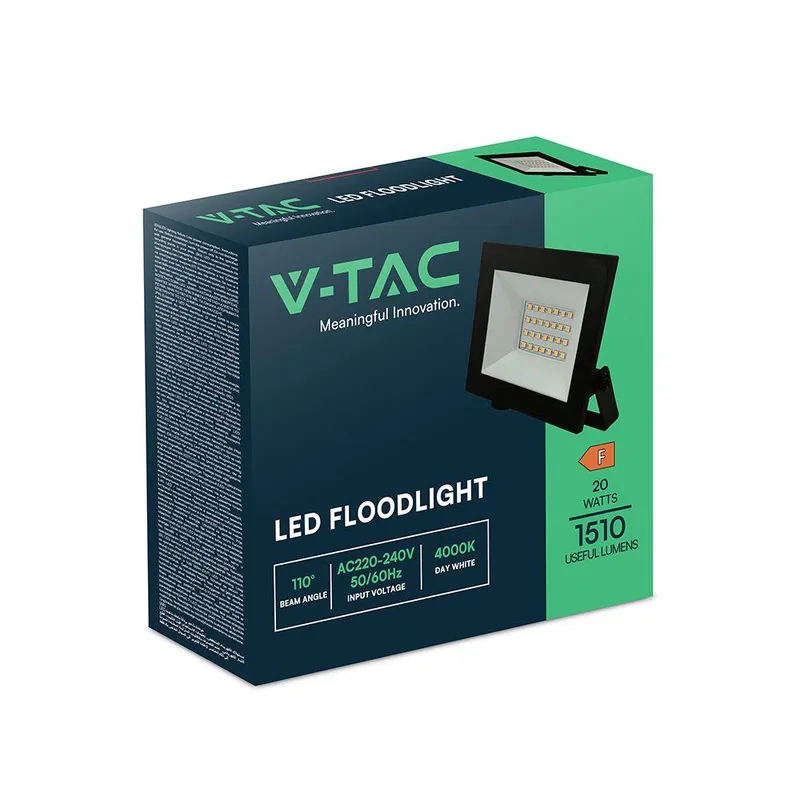 Naświetlacz LED V-TAC 20W LED SMD VT-44022 6500K 1510LM - Czarny