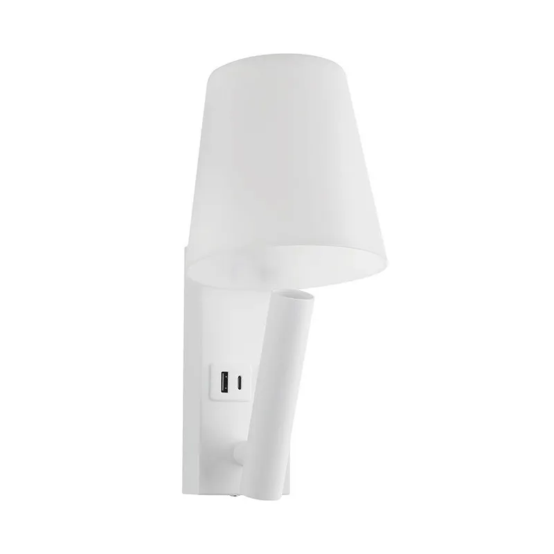 Oprawa LED V-TAC 2W COB CREE Kinkiet Hotel Łóżko USB+USB C Klosz VT-80062-W 3000K 60LM - Biały