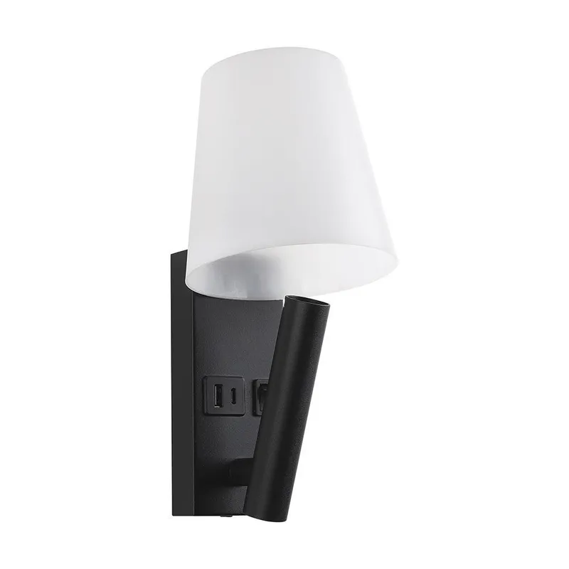 Oprawa LED V-TAC 2W COB CREE Kinkiet Hotel Łóżko USB+USB C Klosz VT-88062-B 3000K 60LM - Czarny