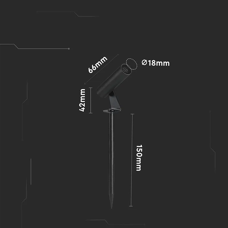 Oprawa Gruntowa Ogrodowa Wbijana Aluminiowa V-TAC 2W LED IP65 Okrągła VT-10182 3000K 60LM 3 Lata Gwarancji - Czarna