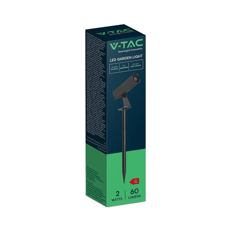 Oprawa Gruntowa Ogrodowa Wbijana Aluminiowa V-TAC 2W LED IP65 Kwadrat VT-10182 4000K 60LM 3 Lata Gwarancji - Czarna