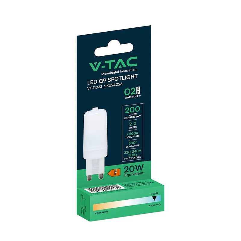 Żarówka LED V-TAC 2,2W G9 230V VT-11033 6500K 200LM