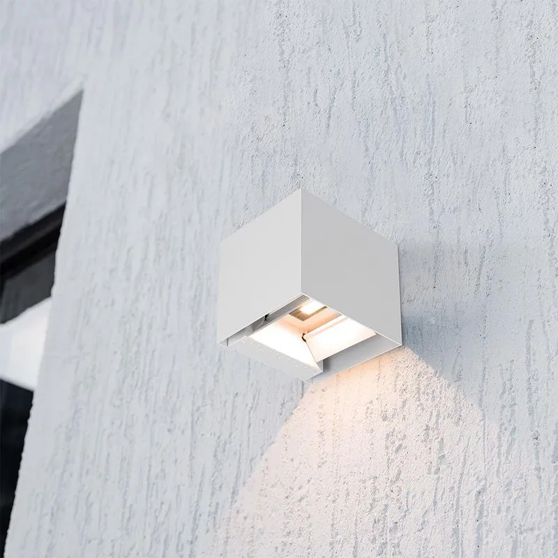 Oprawa Ścienna Solarna V-TAC 9W LED COB Kostka 15x15cm IP65 Czujnik Ruchu VT-409CCT 3000K-4000K-5000K 800LM - Biała