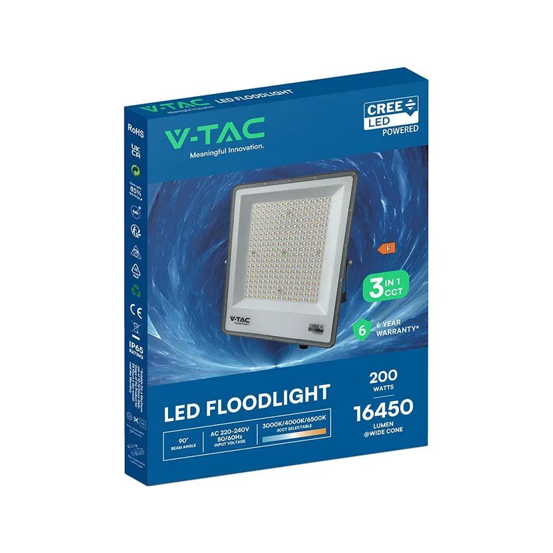Naświetlacz LED V-TAC CREE CHIP 200W LED 3w1 CCT VT-44209CCT 3000K-4000K-6500K 16450LM 6 Lat Gwarancji
