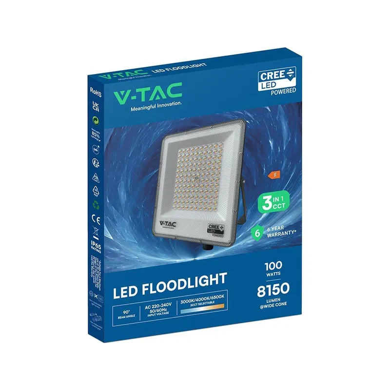 Naświetlacz LED V-TAC CREE CHIP 100W LED 3w1 CCT VT-44110CCT 3000K-4000K-6500K 8150LM 6 Lat Gwarancji