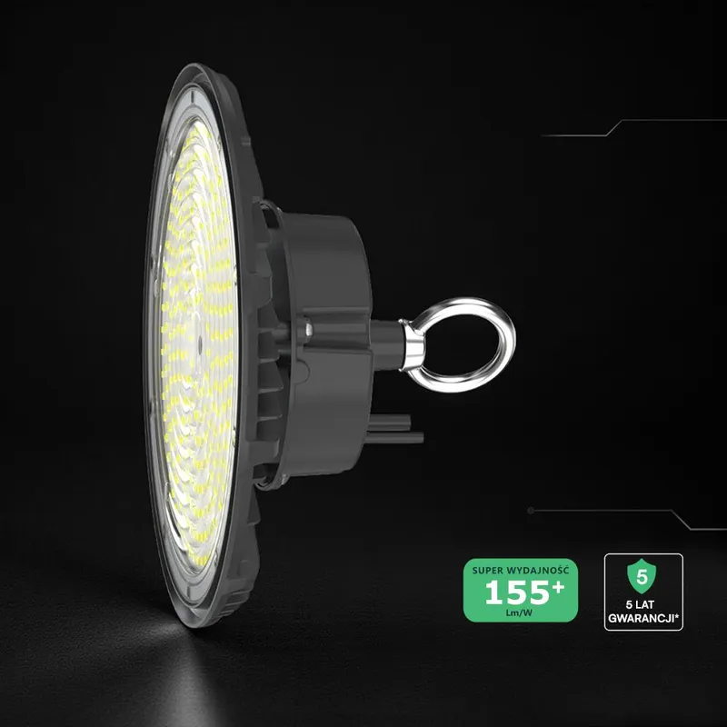 Oprawa V-TAC LED UFO High Bay IP65 ALU 155LM/W 150W 90ST VT-91152 6500K 23250LM 5 Lat Gwarancji