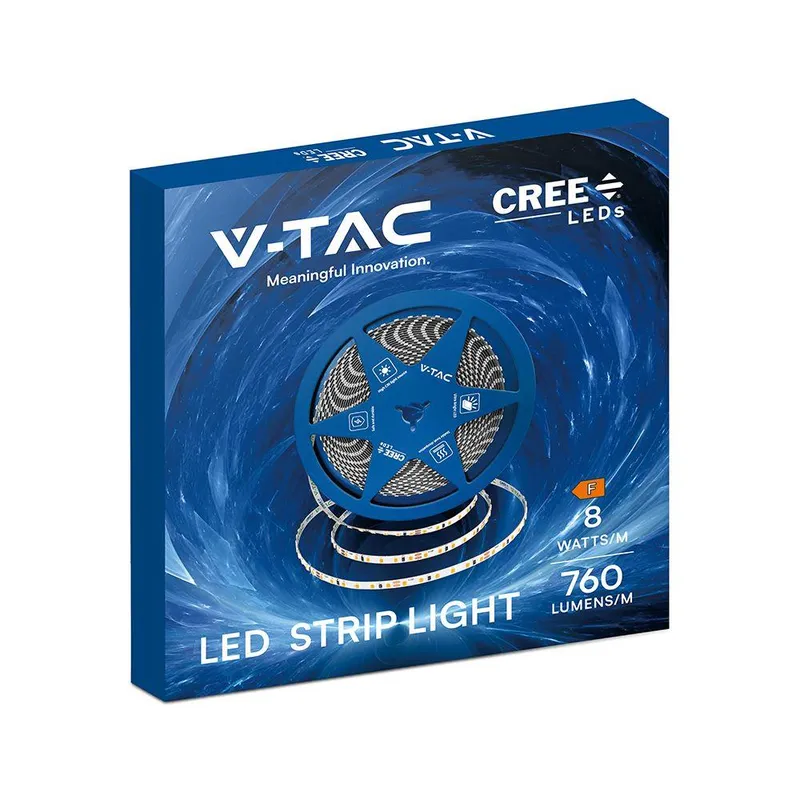 Taśma LED V-TAC CREE CHIP SMD2835 1200LED 24V IP20 2XPCB Szerokość 5mm VT-2835 3000K 760LM 6 Lat Gwarancji