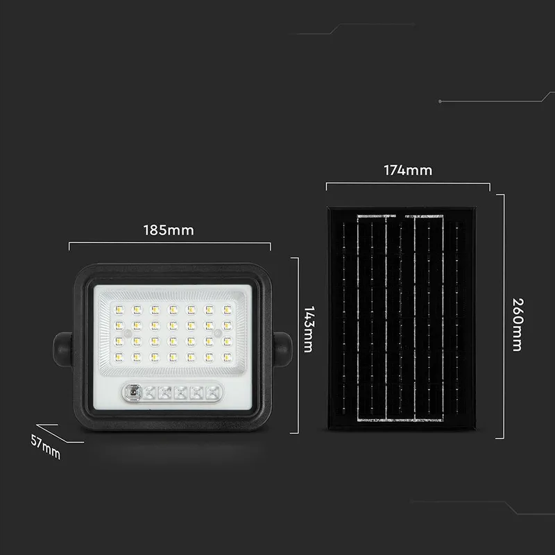 Naświetlacz LED Solarny V-TAC 6W CCT Pilot Auto Timer IP65 VT-54W 700LM 3 Lata Gwarancji - Czarny