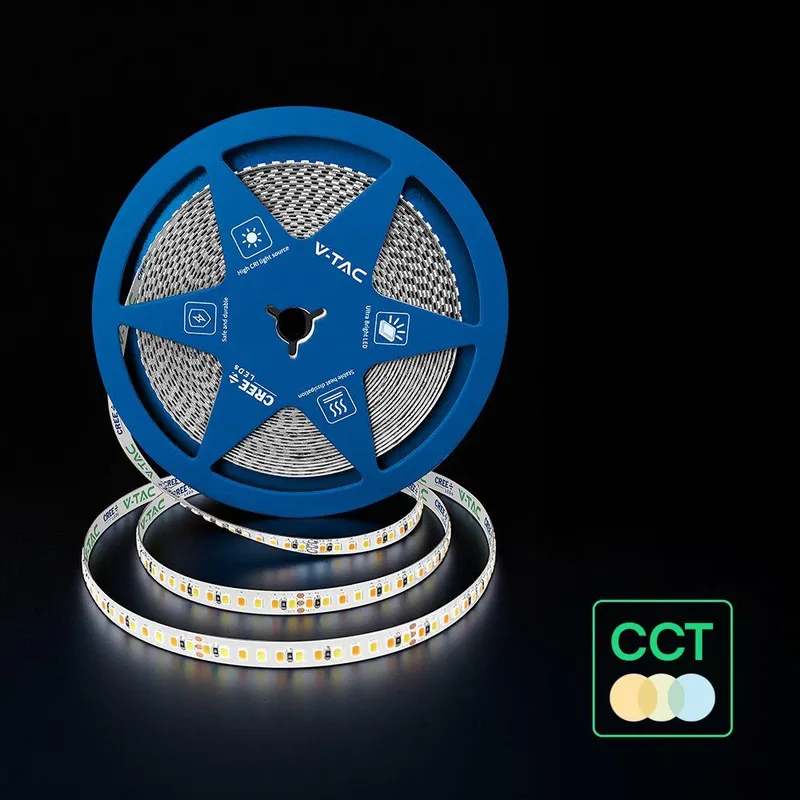 Taśma LED V-TAC CREE CHIP SMD2835 192LED 14W 24V CCT 3w1 2XPCB VT-2835 192 3000K-6500K 1425LM 6 Lat Gwarancji