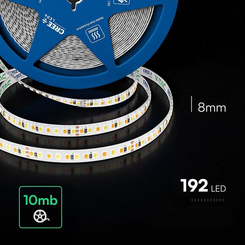 Taśma LED V-TAC CREE CHIP SMD2835 192LED 14W 24V CCT 3w1 2XPCB VT-2835 192 3000K-6500K 1425LM 6 Lat Gwarancji
