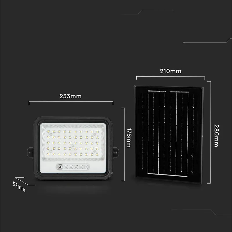 Naświetlacz LED Solarny V-TAC 8W CCT Pilot Auto Timer IP65 VT-104W 1000LM 3 Lata Gwarancji - Czarny