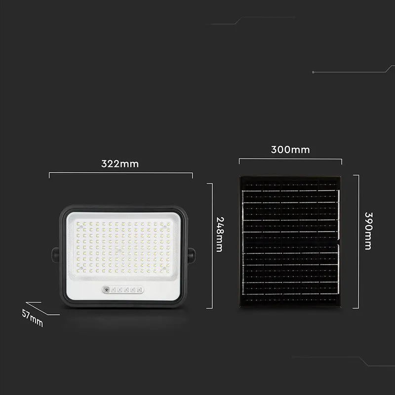 Naświetlacz LED Solarny V-TAC 20W CCT Pilot Auto Timer IP65 VT-304W 2400LM 3 Lata Gwarancji - Czarny