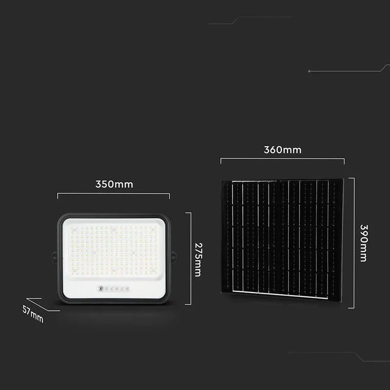 Naświetlacz LED Solarny V-TAC 25W CCT Pilot Auto Timer IP65 VT-404W 3000LM 3 Lata Gwarancji - Czarny