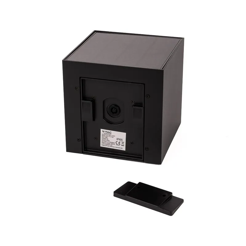 Oprawa Ścienna Solarna V-TAC 9W LED COB Antracyt Kostka 15x15cm IP65 Czujnik Ruchu VT-409CCT 3000K-4000K-5000K 800LM