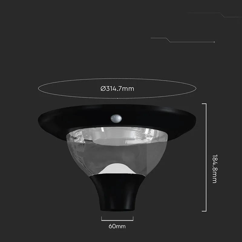 Oprawa Ogrodowa Parkowa Solarna V-TAC 15W LED Czujnik Ruchu Timer Pilot CCT IP65 VT-12014CCT 3000K-4000K-6000K 2200LM 3 Lata Gwarancji