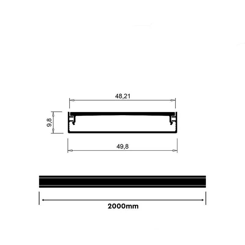Profil Do LED Zestaw, ALU Anodowany V-TAC 2mb Klosz Mleczny 49,8x9.8mm VT-71003 5 Lat Gwarancji