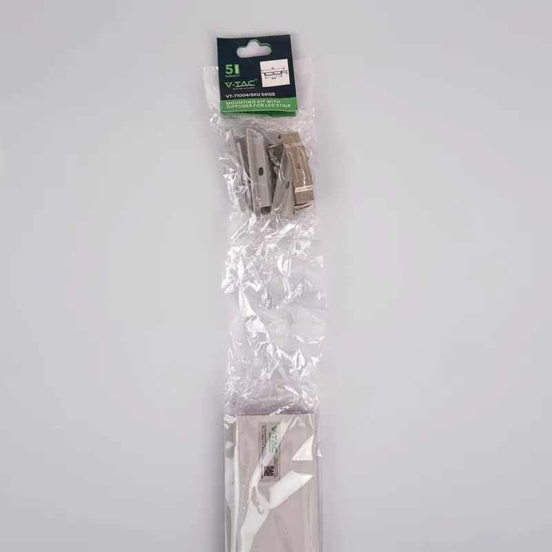 Profil Do LED Zestaw, ALU Anodowany Wpuszczany V-TAC 2mb Klosz Mleczny 49,8x9.8mm VT-71004 5 Lat Gwarancji