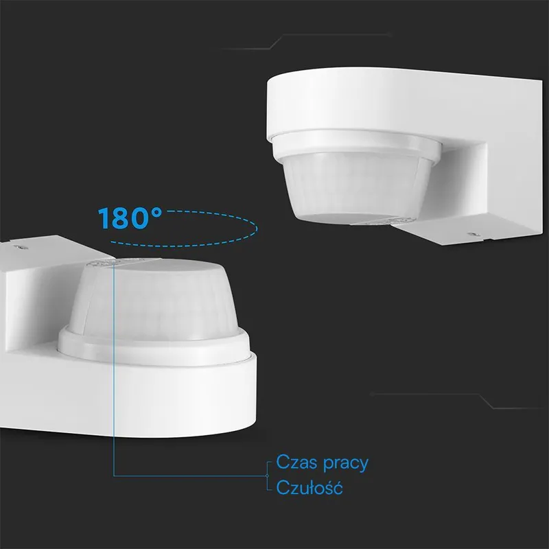 Czujnik Ruchu Podczerwień Ścienny 240ST 1000W LED IP65 V-TAC VT-81008 5 Lat Gwarancji - Biały