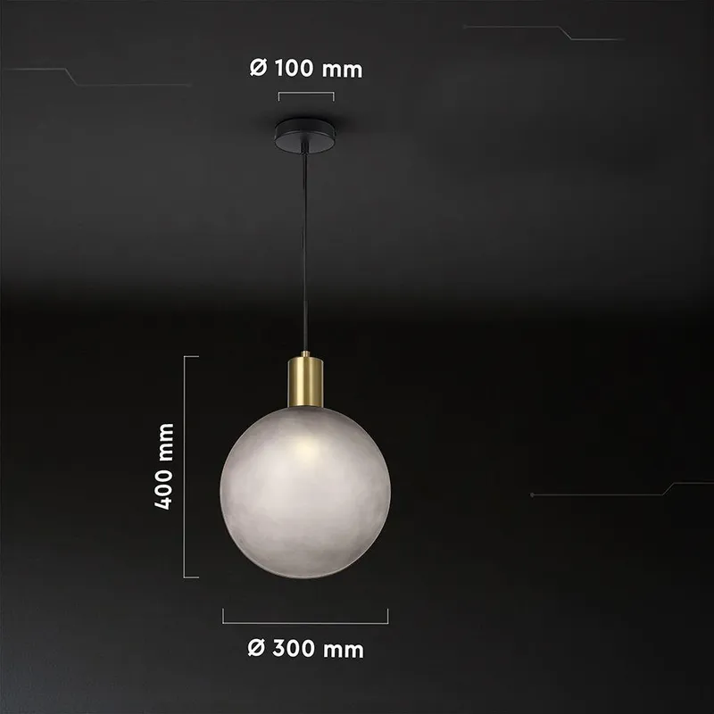 Oprawa Zwieszana V-TAC E27 300x400mm Kula Dymione Szkło, Stare VT-89025 - Złoto