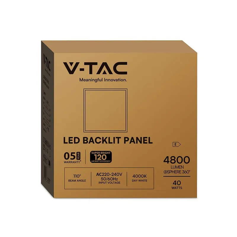 Panel LED V-TAC 40W 60x60 Backlight 33mm 120LM/W VT-61042 4000K 4800LM 5 Lat Gwarancji