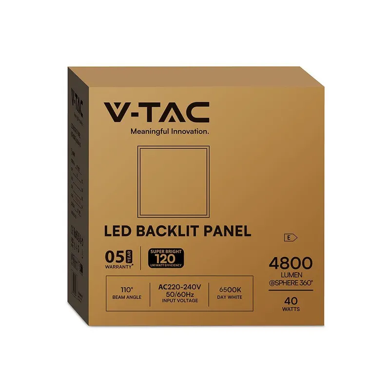 Panel LED V-TAC 40W 60x60 Backlight 33mm 120LM/W VT-61042 6500K 4800LM 5 Lat Gwarancji