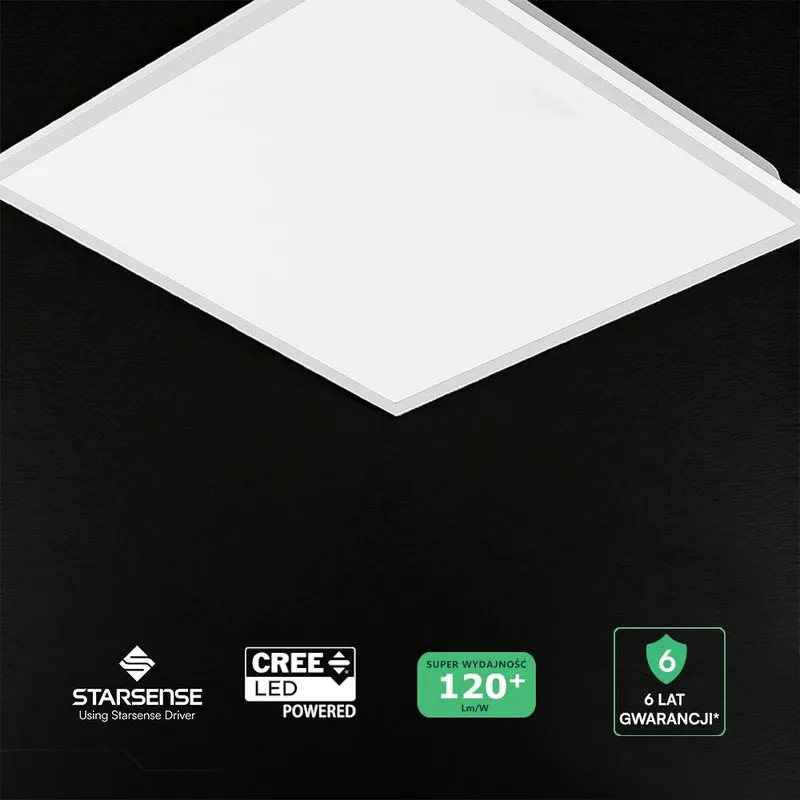 Panel LED V-TAC 40W 60x60 LED CREE CHIP Zasilacz Signify Backlight 33mm 120LM/W VT-61044 6500K 4800LM 6 Lat Gwarancji