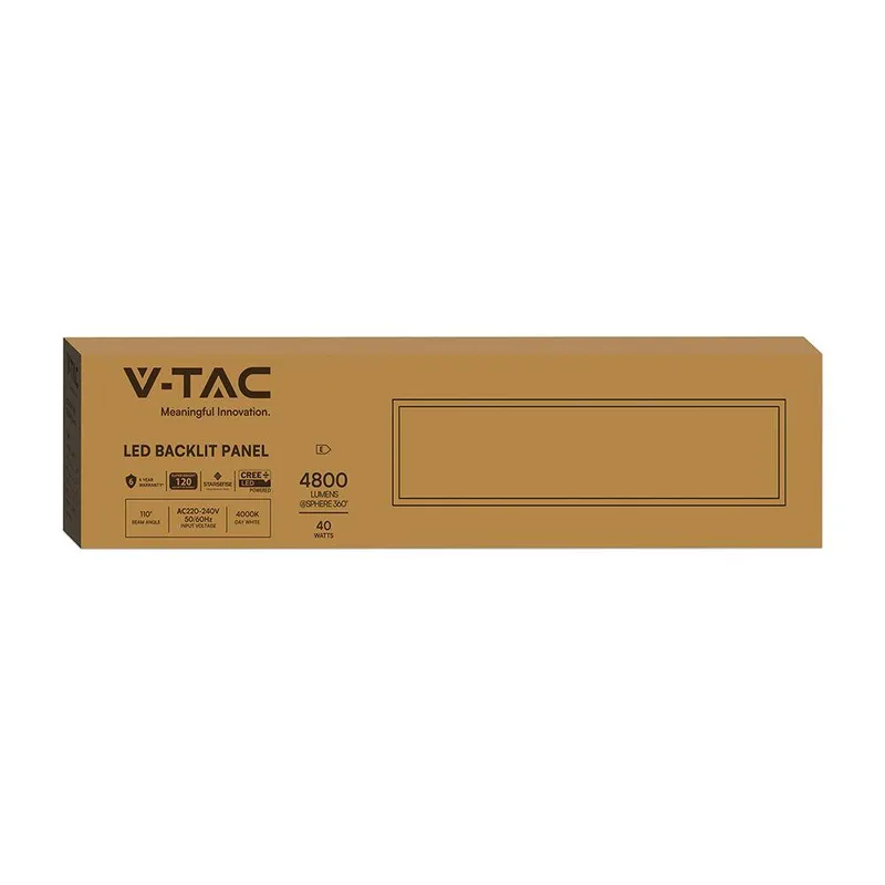 Panel LED V-TAC 40W 120x30 LED CREE CHIP Zasilacz Signify Backlight 33mm 120LM/W VT-61045 4000K 4800LM 6 Lat Gwarancji