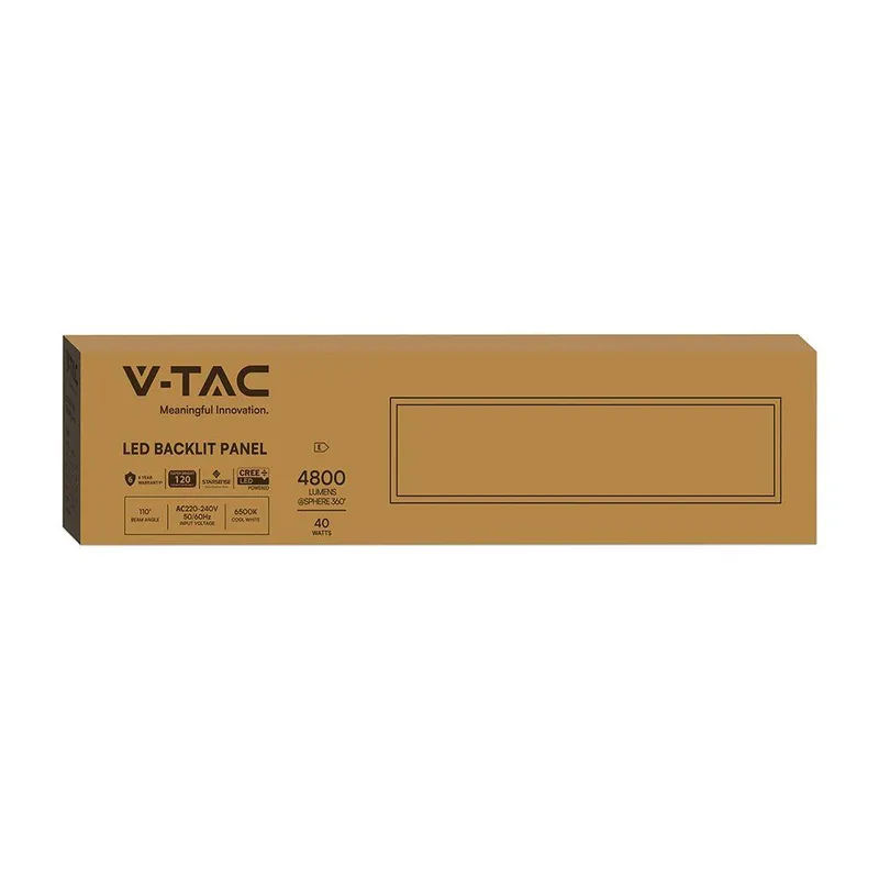 Panel LED V-TAC 40W 120x30 LED CREE CHIP Zasilacz Signify Backlight 33mm 120LM/W VT-61045 6500K 4800LM 6 Lat Gwarancji