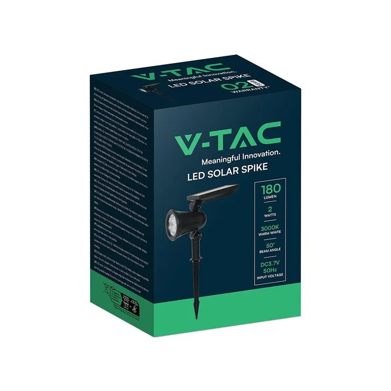 Oprawa Gruntowa Ogrodowa Wbijana LED V-TAC Solarna 2W IP65 VT-50154 3000K 180LM