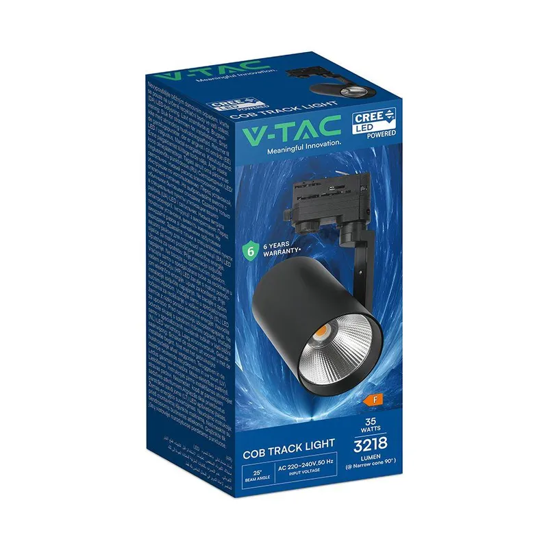 Oprawa Szynoprzewód 3F V-TAC 35W LED CREE CHIP 20ST VT-11135 3000K 3218LM 6 Lat Gwarancji - Czarna