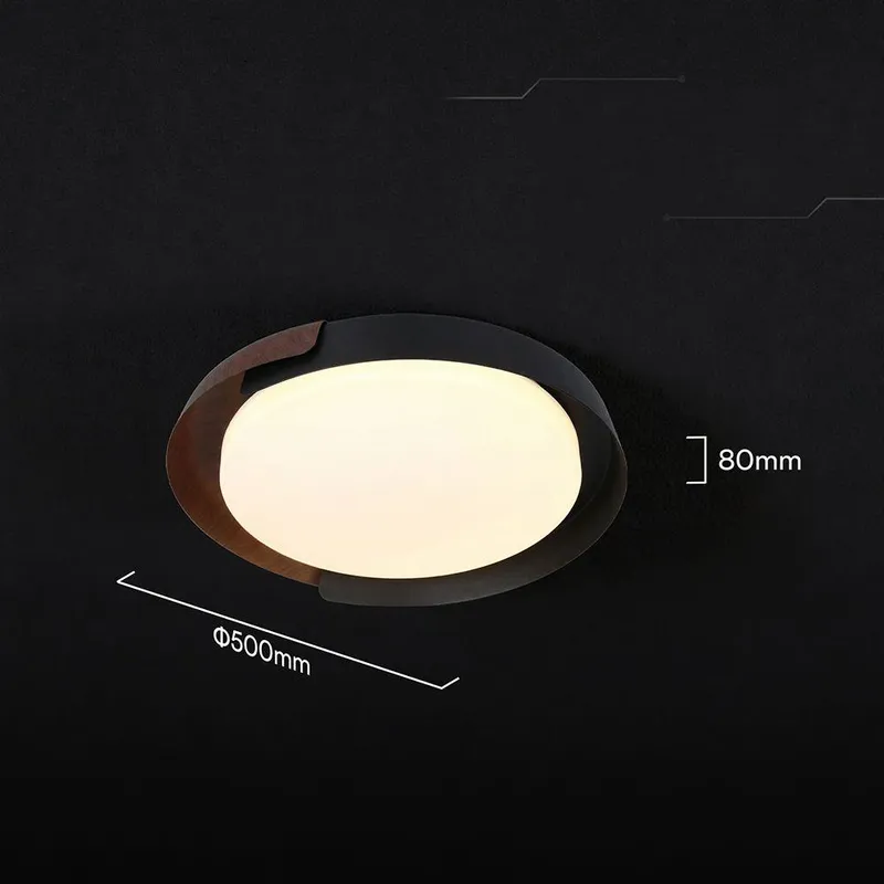 Oprawa Sufitowa Plafoniera V-TAC 48W LED 50cm 3w1 Ściemnialna Czarny/Drewno BT Pilot CCT VT-84020 3000K-4000K-6000K 5760LM