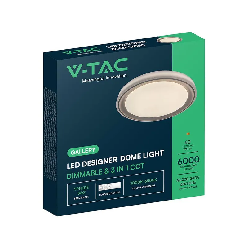 Oprawa Sufitowa Plafoniera V-TAC 30/60W LED 50cm 3w1 Ściemnialna Pilot CCT VT-85030 3000K-6500K 6000LM - Brązowa