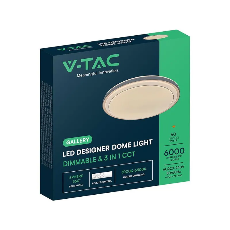 Oprawa Sufitowa Plafoniera V-TAC 30/60W/30W LED 49cm 3w1 Ściemnialna Pilot CCT VT-85031 3000K-6500K 6000LM - Brązowa