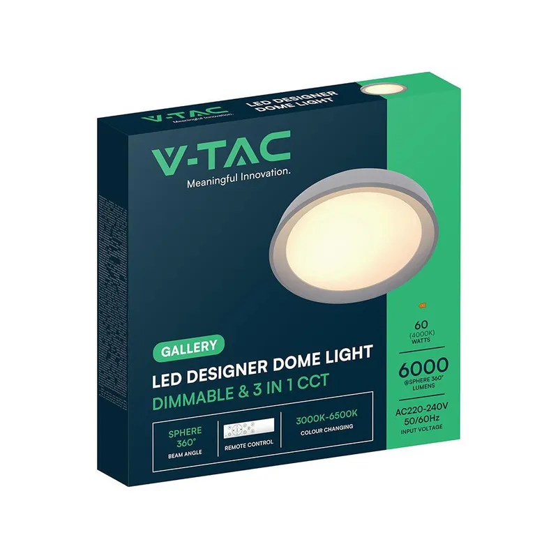 Oprawa Sufitowa Plafoniera V-TAC 30/60W/30W LED 48cm 3w1 Ściemnialna Pilot CCT VT-85031 3000K-6500K 6000LM - Czarna
