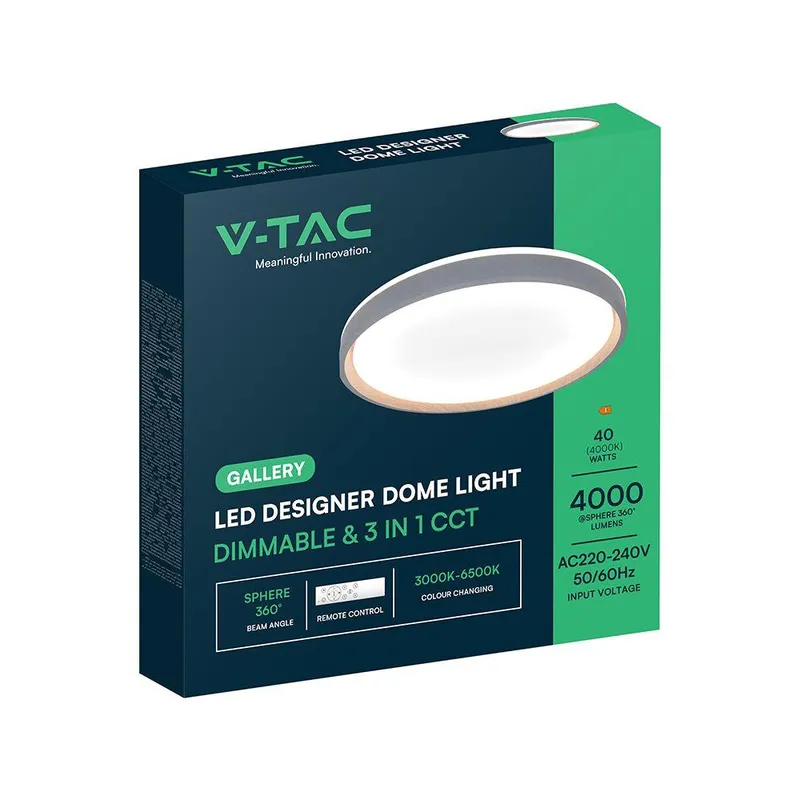 Oprawa Sufitowa Plafoniera V-TAC 20W/40W/20W LED 39cm 3w1 Ściemnialna Drewno Pilot CCT VT-85035 3000K-4000K-6500K 4000LM