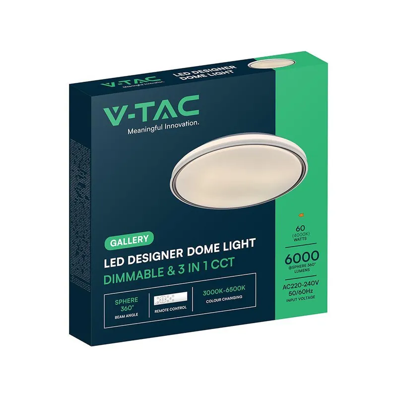 Oprawa Sufitowa Plafoniera V-TAC 30W/60W/30W LED 49cm 3w1 Ściemnialna Pilot CCT VT-85033 3000K-4000K-6500K 6000LM - Czarna