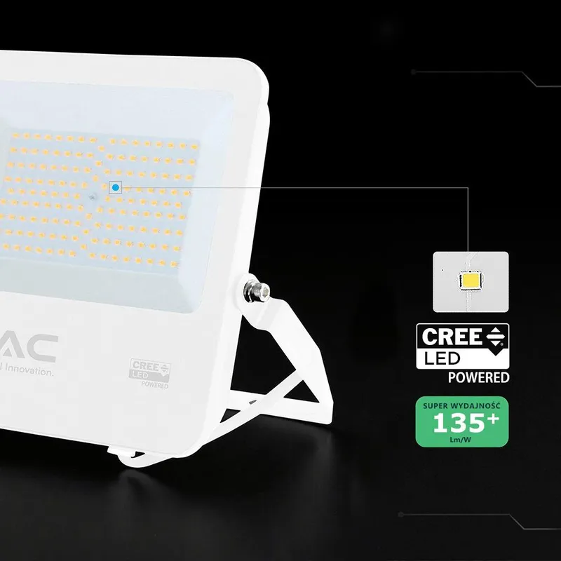 Naświetlacz LED V-TAC CREE CHIP 100W 135LM/W IP65 VT-44101 4000K 13500LM 6 Lat Gwarancji - Biały