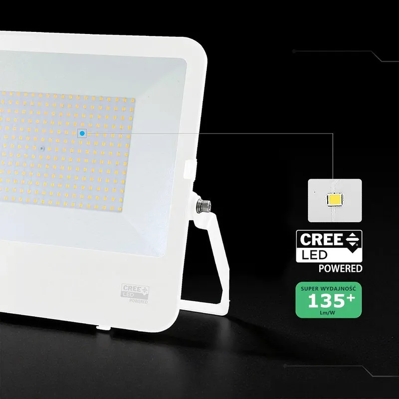Naświetlacz LED V-TAC CREE CHIP 200W 135LM/W IP65 VT-44201 6500K 22960LM 6 Lat Gwarancji - Biały