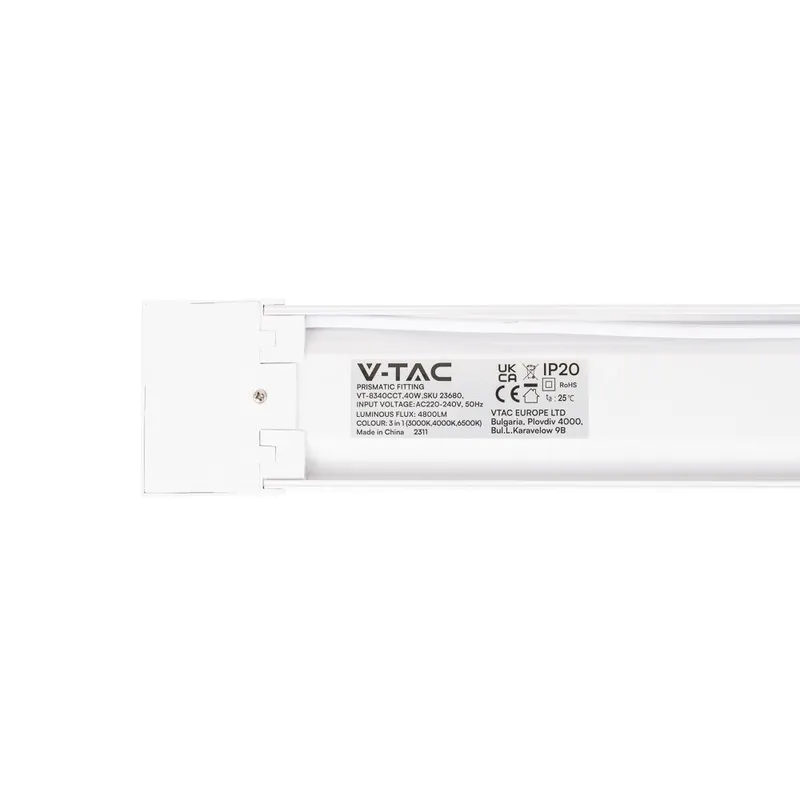 Oprawa V-TAC 20W LED Belka Liniowa Natynkowa 60cm 120LM/W CCT Zmiana Barwy VT-8320CCT 3000K-6500K 2400LM 3 Lata Gwarancji