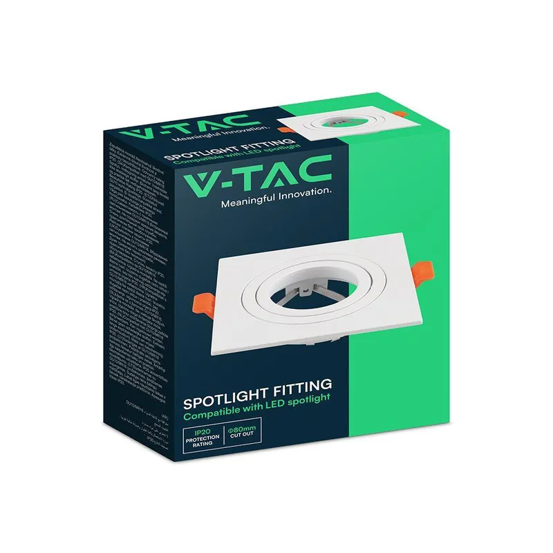 Oczko V-TAC Aluminiowe GU10 Kwadratowe Ruchome VT-4204SQ 3 Lata Gwarancji - Białe