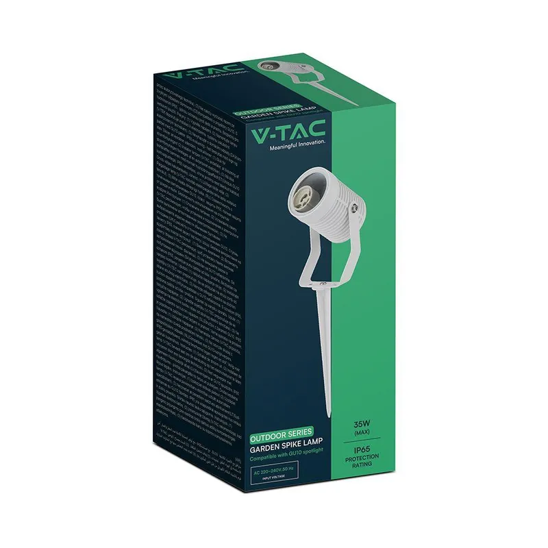 Oprawa Gruntowa Ogrodowa Wbijana Aluminium GU10 IP65 VT-44005 3 Lata Gwarancji - Biała