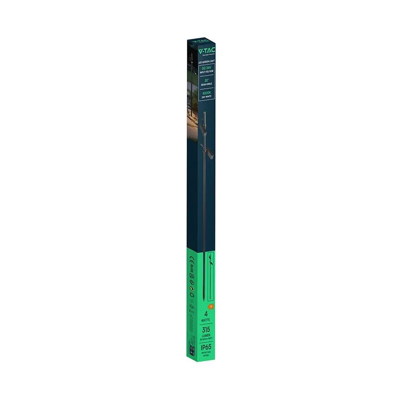 Oprawa Gruntowa Ogrodowa Wbijana Aluminium 4W 24V IP65 VT-44044 4000K 315LM - Czarna
