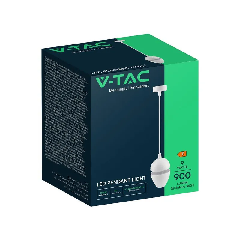 Oprawa Zwieszana V-TAC LED 9W VT-89009 3000K 900LM - Biała