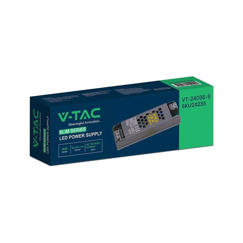 Zasilacz Do LED Modułowy Montażowy SLIM V-TAC 36W 24V 1.5A IP20 Filtr EMI VT-24035-S