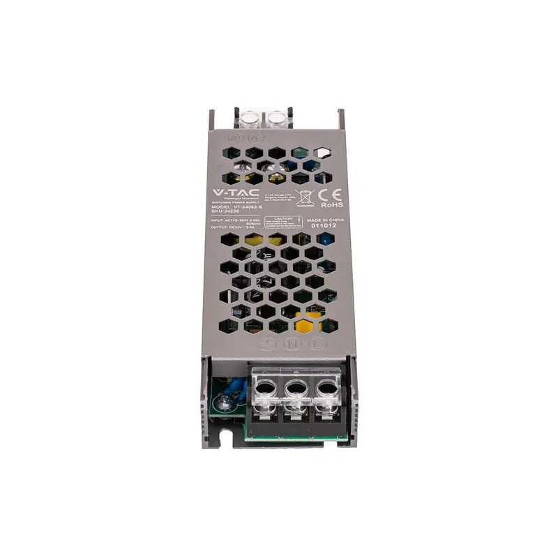 Zasilacz Do LED Modułowy Montażowy SLIM V-TAC 60W 24V 2.5A IP20 Filtr EMI VT-24062-S