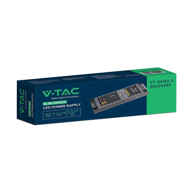 Zasilacz Do LED Modułowy Montażowy SLIM V-TAC 150W 24V 6.25A IP20 Filtr EMI VT-24152-S